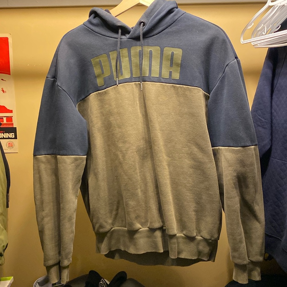 Dark Green Split Black Puma Hoodie